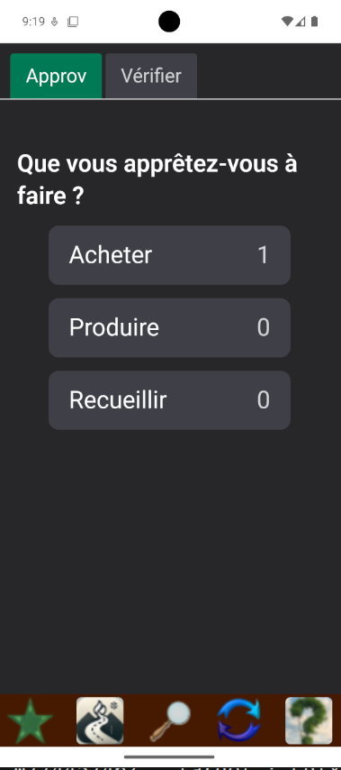 L'écran d'approvisionnement